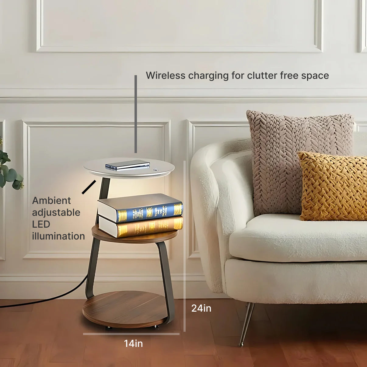 Tribeca Smart Nightstand with Wireless Charger & Night Light