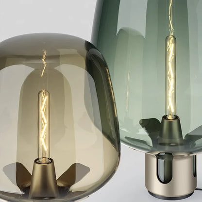 Nordic Smoke Grey Glass Table Light Bedroom Bedside Table Lamp Fashion Living Room Light Luxury Glass Decorative Lamp